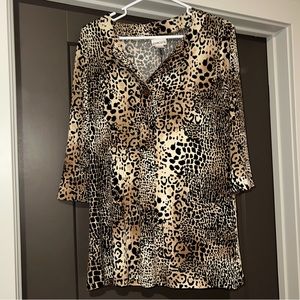 Chicos Cheetah Print V-neck Blouse